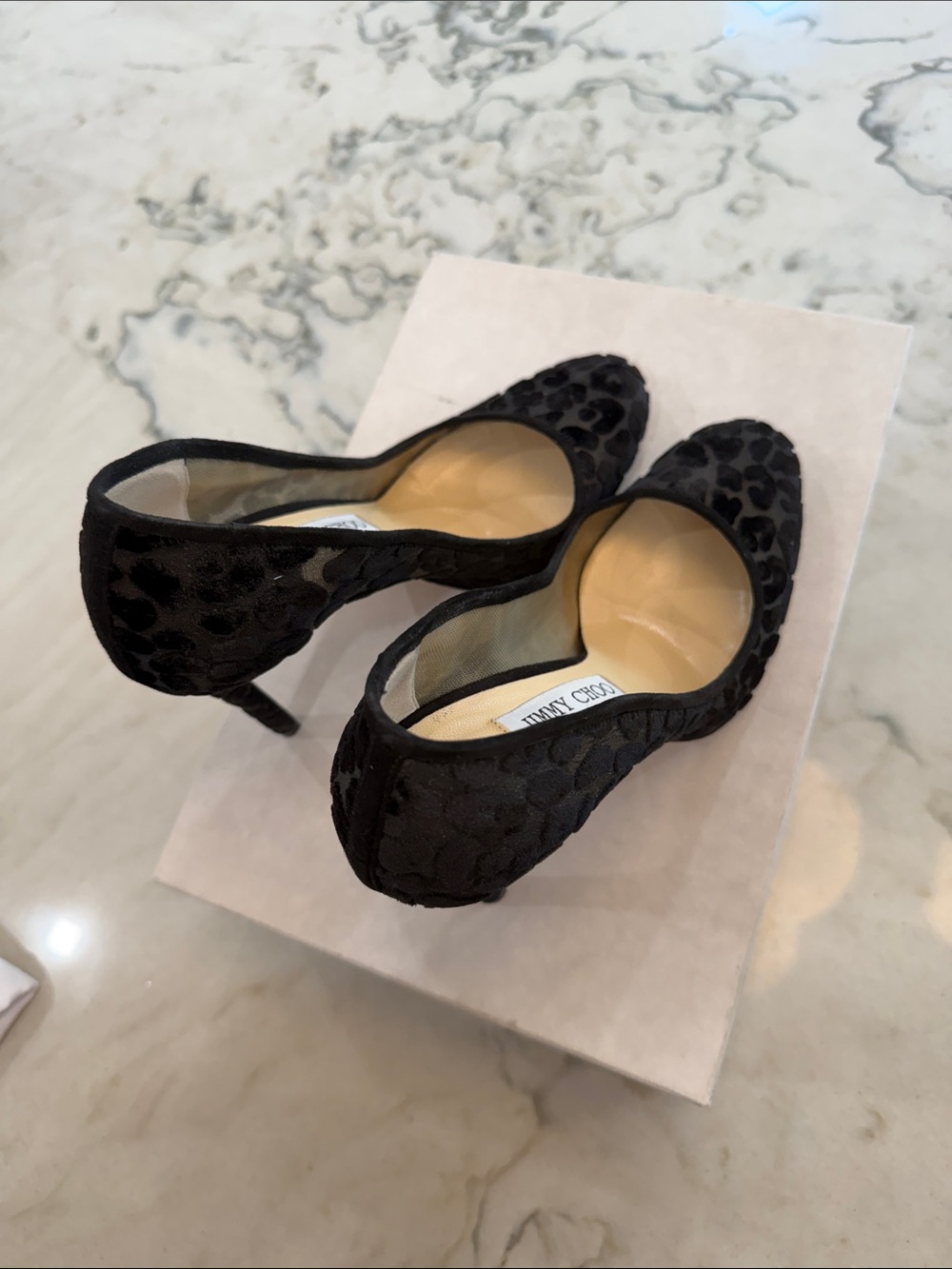 Jimmy Choo Black Leopard Bridget 100 Pumps - Picture 5 of 7